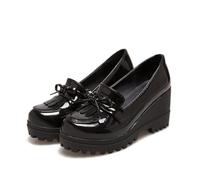 100junzidao Loafers con Plataforma Mujer | Tacones Charol Impermeables con Borla Suela Antideslizante para Colegio