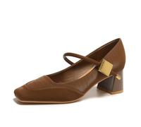 100junzidao Loafers Tira Tobillera Tacón Ancho Zapatos de Mujer Mary Jane Retro Franceses, Tacones Versátiles Estilo Coreano Otoño/Invierno