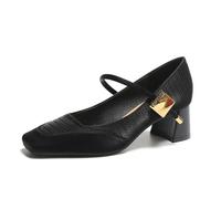 100junzidao Loafers Tira Tobillera Tacón Ancho Zapatos de Mujer Mary Jane Retro Franceses, Tacones Versátiles Estilo Coreano Otoño/Invierno