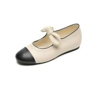 100junzidao Mary Jane Francés Punta Redonda | Zapatos Planos Negro Blanco Suela Goma Antideslizante Confort Vintage