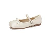 100junzidao Mujer Mary Jane Zapatos francés Arco Hada Plana Ballet Zapatos Square Toe cómodo Shallow Boca Antideslizante Elegante Boda Nupcial Corte Bombas