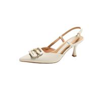 100junzidao Mujer Pequeño Tacón Zapatos Corte Temperamento Puntera Boca Cerrada Elegante Sexy Noche Banquete Zapatos Clásico Smart Fiesta Boda Sandalia Nupcial Beige 39