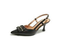 100junzidao Mujer Pequeño Tacón Zapatos Corte Temperamento Puntera Boca Cerrada Elegante Sexy Noche Banquete Zapatos Clásico Smart Fiesta Boda Sandalia Nupcial Negro 35
