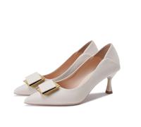 100junzidao Mujer Puntiagudo Dedo Fino Tacones Altos Conmutador Cómodo Cerrado Boca Oficina Zapatos Vestido Clásico Resbalón en No Resbalón Sexy Fiesta Boda Zapatos Beige 36