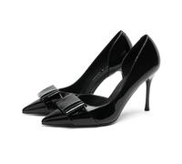 100junzidao Mujer Sexy Zapatos Boda Charol Puntera Elegante Cerrada Slip on Fiesta Zapatos Trabajo Cómodo Banquete Novia Novias Tacón Alto Negro 38