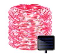 100LEDs Solares Cuerda Guirnalda Luces Exterior,KINGCOO Impermeable 39FT/12M Alambre de Cobre Tubo Hada Luces de Cuerda Decorativas Iluminacion para Navidad Jardín Patio Camino Trasero (Rojo)