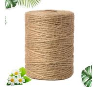 100m Biodegradable Cuerda de Yute Cuerda-Fina, 3mm Resistente Cuerda Fina Fabricada con Fibras Naturales, Hilo de Yute Natural Resistente a la Rotura de 3 Capas, para Hogar, Plantas, Artesanía