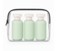 100ml 3.4oz Travel Toiletry Organizer Set Refillable Bottles Kit for Vacations Shampoo Lotion Clear Pouch(Groen)