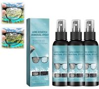 100ml Lens Cleaner, Lens Scratch Remover Repairs Scratches, Eyeglass Scratch Remover for Lenses, Eyeglass Cleaner Spray, Blurred Lenses & Glass Polish Renovation, Non-Scratching & Non-Streaking (3Pcs)