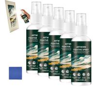 100ml Workable Fixative Spray For Art, Oil Pastel Fixative Spray, Quick Drying Workable Fixative Spray Clear, Smudge-Proof Protection Fixative Spray, Not Yellowing Long-Lasting Fixative Spray (5pcs)