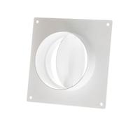 Ø 100mm Conector para Tubos Redondos de Ventilación - Brida de Pared con Válvula Antirretorno - Plástico PVC