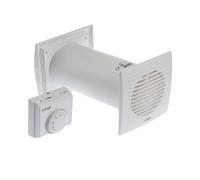Ø 100mm Intercambiador de Calor con Termostato - Kit de Distribución de Calor para Montaje en Pared - Plástico Blanco