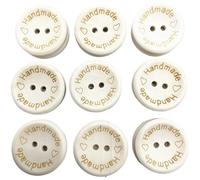 100pc 15mm/20mm/25mm Natural Color Wooden Buttons Handmade Letter Love Scrapbooking For Wedding Decor Sewing Accessories(Color 1,20mm(20pcs))