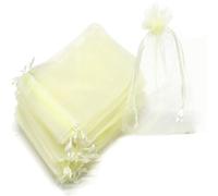 100pc 9 X 12 cm Bolsas de Organza de Regalo, Bolsas de Tul con Cordón de Organza, Bolsa de tela, Bolsas para Joyas, Bolsas de Regalo para Regalos Joyas Caramelo para Boda Favores Bolsitas(Beige)