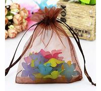 100pc 9 X 12 cm Bolsas de Organza de Regalo, Bolsas de Tul con Cordón de Organza, Bolsa de tela, Bolsas para Joyas, Bolsas de Regalo para Regalos Joyas Caramelo para Boda Favores Bolsitas(Marrón)