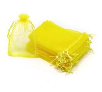 100pc 9 X 12 cm Bolsas de Organza de Regalo, Bolsas de Tul con Cordón de Organza, Bolsa de tela, Bolsas para Joyas, Bolsas de Regalo para Regalos Joyas Caramelo para Boda Favores Bolsitas(Amarillo)