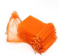 100pc 9 X 12 cm Bolsas de Organza de Regalo, Bolsas de Tul con Cordón de Organza, Bolsa de tela, Bolsas para Joyas, Bolsas de Regalo para Regalos Joyas Caramelo para Boda Favores Bolsitas(Naranja)