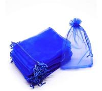 100pc 9 X 12 cm Bolsas de Organza de Regalo, Bolsas de Tul con Cordón de Organza, Bolsa de tela, Bolsas para Joyas, Bolsas de Regalo para Regalos Joyas Caramelo para Boda Favores Bolsitas(Azul oscuro)