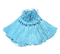 100pcs 13cm / 5 Pulgadas Silky Floss Marcadores Tassels con 2-Pulgadas Cord Loop y Pequeño Nudo Chino para la Fabricación de Joyas, Recuerdo, Marcadores, Accesorio del Arte de DIY (Azul)