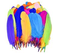 100Pcs 15-20CM Plumas de Ganso Plumas Naturales Manualidades Plumas de Colores de Decoracion Plumas Llamativas para Atrapasueños Bodas Fiesta de Cumpleaños Ropa Sombreros Máscaras Decoraciones