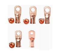 100Pcs 4,2,1, 1/0, 2/0AWG 3/8" 5/16‘’ Auto Copper Lug Ring Car Battery Wire Welding Connector Cable Crimp Terminal