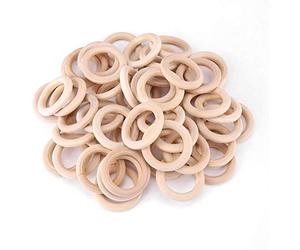 100PCS Anillos de artesanía de madera natural 40 mm / 1.57 pulgadas Accesorios de fabricación de joyas Accesorio de fabricación de joyería de círculo de lazo de madera sin terminar