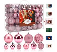100PCS Bolas de Navidad Bolas de árbol de Navidad Adorno de Pared Colgante de Pared Adornos Decoraciones Árbol Bolas Decorativas Hogar Decoraciones para Festivales（Rosado）