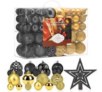 100PCS Bolas de Navidad Bolas de árbol de Navidad Adorno de Pared Colgante de Pared Adornos Decoraciones Árbol Bolas Decorativas Hogar Decoraciones para Festivales(Negro y Dorado)