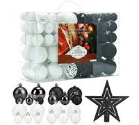 100PCS Bolas de Navidad Bolas de árbol de Navidad Adorno de Pared Colgante de Pared Adornos Decoraciones Árbol Bolas Decorativas Hogar Decoraciones para Festivales(Blanco y Negro)