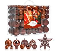 100PCS Bolas de Navidad Bolas de árbol de Navidad Adorno de Pared Colgante de Pared Adornos Decoraciones Árbol Bolas Decorativas Hogar Decoraciones para Festivales(Marrón Oscuro)