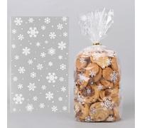 100pcs Bolsa Celofán Navidad 30x18CM Bolsita Navideño Plástico Transparente para Chuches Galletas Regalo