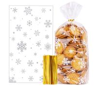 100pcs Bolsa Celofán Navidad Plástico Transparente 24x14,5cm Bolsita Navideño para Chuches Galletas Regalo Infantiles