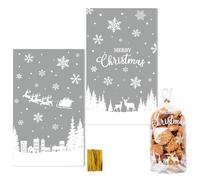 100pcs Bolsas Celofán Navidad 14.5x24cm Bolsita Navideña Plástica para Dulce Chuches Galletas Caramelos