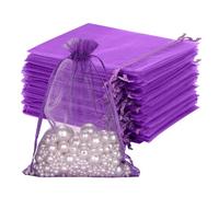 100pcs Bolsas de Organza de Regalo Bolsitas de Organza 13x18cm para Boda Favores, Joyas y Dulces (Morado)