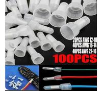 100Pcs Closed End Crimp Cap 22-16 16-14 12-10 AWG Gauge Wire Connector Terminal