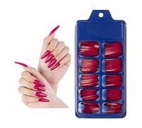 100Pcs Coffin False Nails Long Fake Nails Pure Color Ballerina Stick on Nails Glossy Full Cover Acrylic Press on Nails for Women and Girls (Color : Fuchsia, Size : Free size)