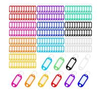 100PCS Coloful Key Tags Plastic Split Ring Paper Labels Windows Flexible Organizer DIY Item Identifiers Luggage Tag Para IdentificacióN