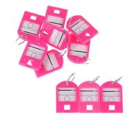 100Pcs Colorful Keychain Key Tag Label ID Name Room Address TEL Number Marker Baggage With Split Ring para Llaves Maletas(Pink)