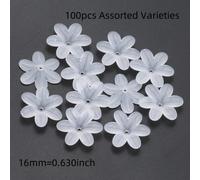 100pcs Cuentas de Flores Acrílicas Blancas Mate de , Cuentas Espaciadoras Florales Esmeriladas de 16Mm, Adiciones para la Fabricación de Joyería a