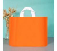 100pcs Custom Logo Colorful Shopping Bags With Handle Plastic Gift Bag Print One Color Logo On Double-sided Free Design Print-orange,100pcs blank bag,55x45x10cm