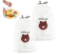 100PCS Disposable Stretch Food Covers for Bowls & Plates, Medium Reusable Elastic Plastic Bowl Covers, Fresh Keeping Bags Food Wrap Cover for Leftovers, Fruits, Vegetables (200pcs)