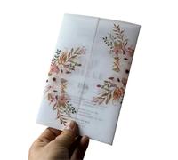100Pcs Floral Wedding Invitation With Wax Seal - Elegant Vellum Wrap With Botanical Design For Spring Or Rustic Weddings para Ofituria