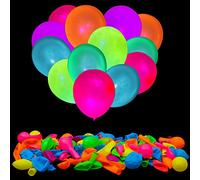 100Pcs Globos de Neón UV, Globos de Fiesta con Brillo de Neón, Globos de Luz Negra UV que Brillan en la Oscuridad para Decoraciones de Cumpleaños, Suministros para Fiestas de Bodas