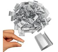 100pcs Hebilla Empaquetado Acero Galvanizado, Sellos Embalaje Dentados Abiertos Metal, Clips Flejado Sujetadores Antideslizantes Hoja Hierro, Herramienta Sellado para Fleje para Plástico PET 16mm