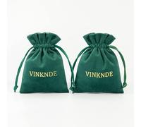 100pcs Logotipo Personalizado Terciopelo Joyas Organizador Regalo Bolsa pequeña Tocar Felpa Cordón Embalaje Bolsa de almacenamiento Favores de boda Bolsa-verde con logotipo,15x20cm