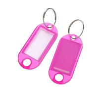 100pcs/Lot Colorful Plastic Tags Hotel Number Classification Card Key Label Name Baggage Tag ID With Split Ring Para IdentificacióN(Rose red)