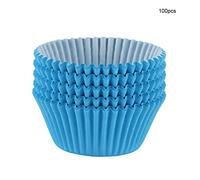 100PCS Mini Round Cake Baking Cups Muffin Cases Cupcake Liners Papel Grado alimenticio PE Café Azul Rosa Opcional para el hogar Fiesta Boda Baby Shower Celebraciones temáticas de (Azul)