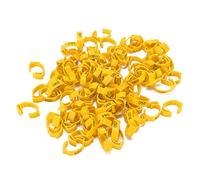 100PCS Numbered Poultry Leg Bands Durabled Clips On Foot Rings for Chicken, Duck, Goose, Quail, Pigeons, Bird Identification and Tracking, Easy to Apply and Reusable (Yellow (100 Packs))