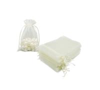 100pcs Organza Bags 10x15 Cm, Beige Mesh Jewelry Pouches Candy Drawstring Gift Bags Small Sachet for Wedding Giveaways