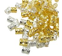 100PCS/Pack Golden Silver Hollow Out Spirals Trendy Hair Braid Dread Dreadlock Beads Clips Cuffs Rings Jewelry Supplies For Braids For Girls For For Large Hole Gold